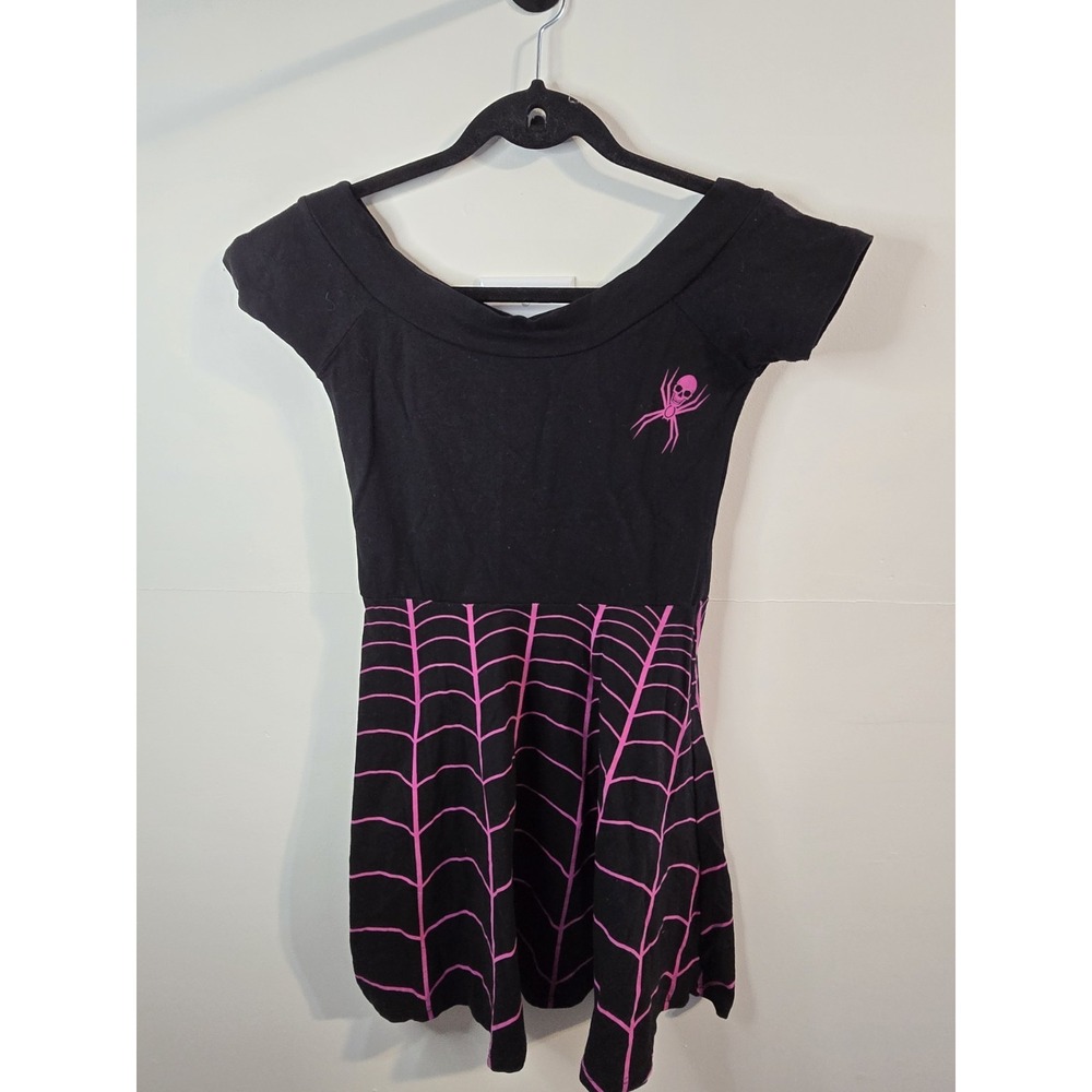 Kreepsville Spiderweb Skater Dress Womens Small‎ Gothic Goth Pink Pinup Emo Punk